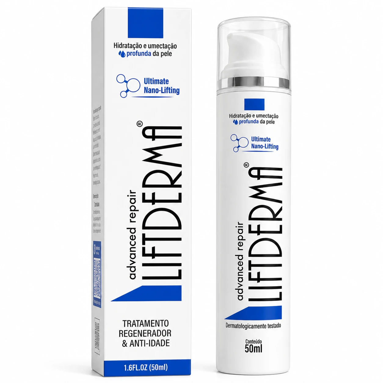 Caixa e pump airless do Liftderma Advanced Repair 50ml